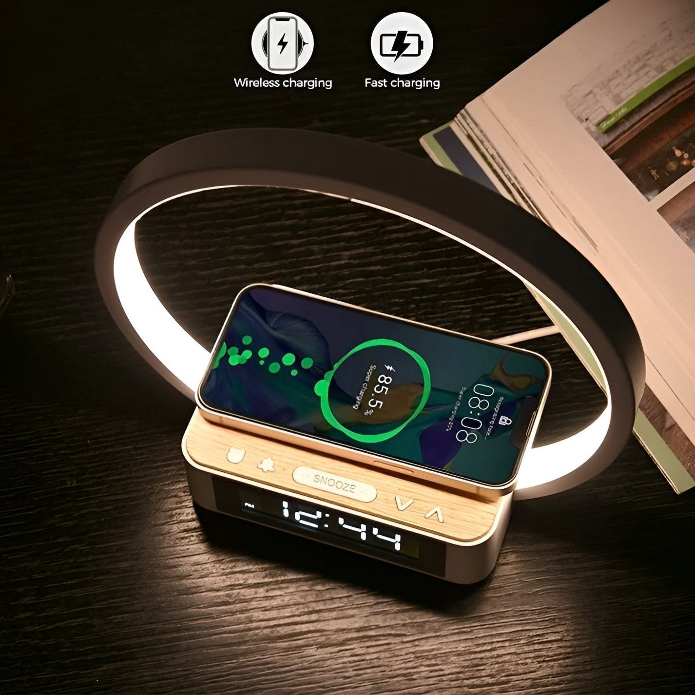 Lampe Bureau 3en1 — Lumière, Réveil et Charge
