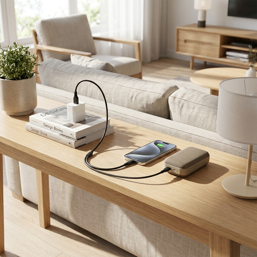 2 in 1 Charging Cable Multi USB Port in use, lifestyle setting