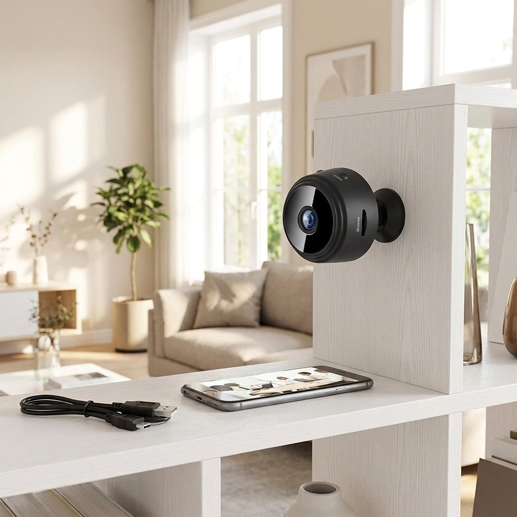 1080p Magnetic WiFi Mini Camera in use, lifestyle setting