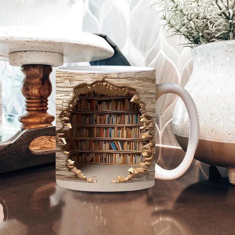 Mug Bibliothèque 3D — Le Cadeau des Lecteurs
