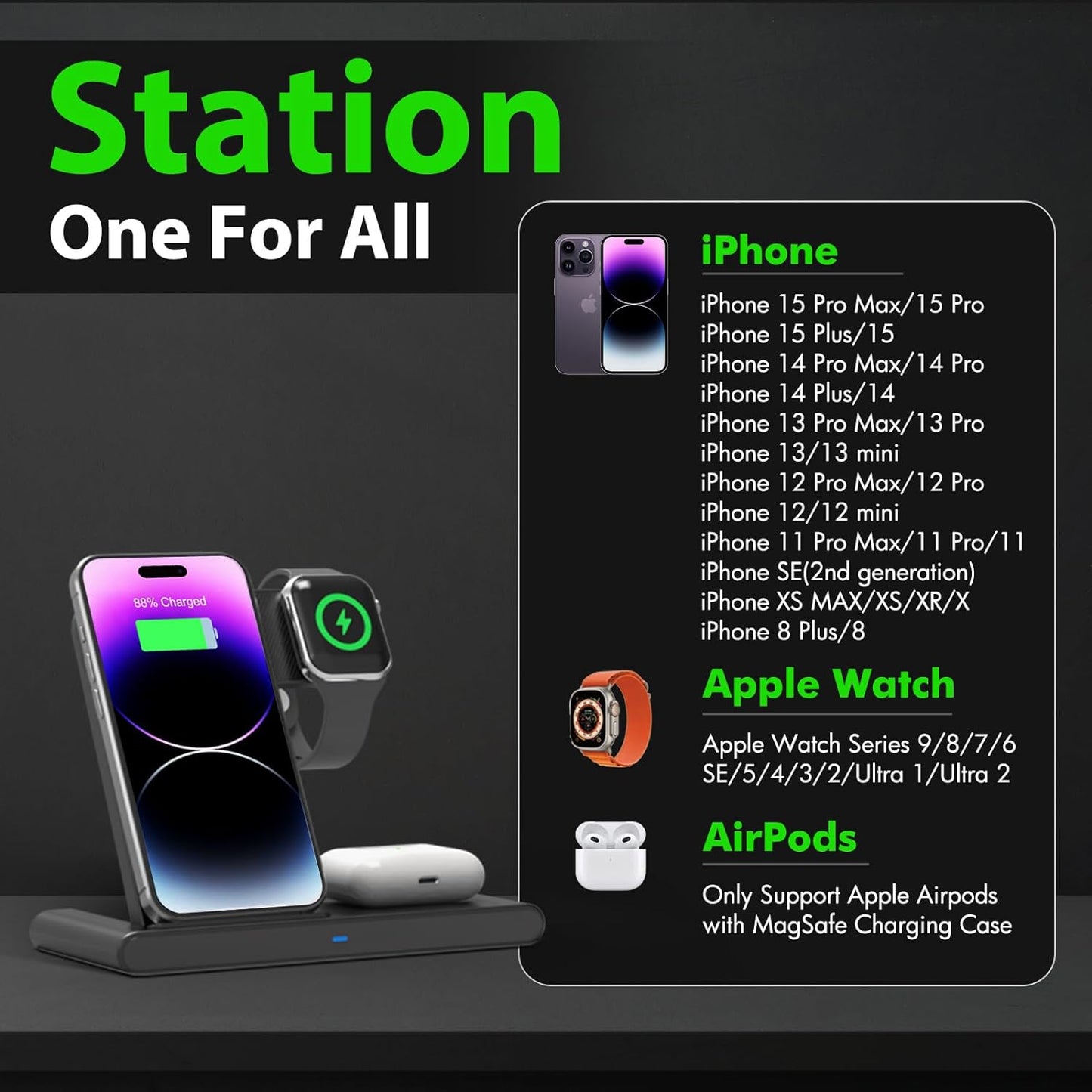 Chargeur 3en1 Apple — Tout Charge en Même Temps