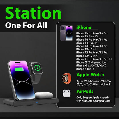 Chargeur 3en1 Apple — Tout Charge en Même Temps