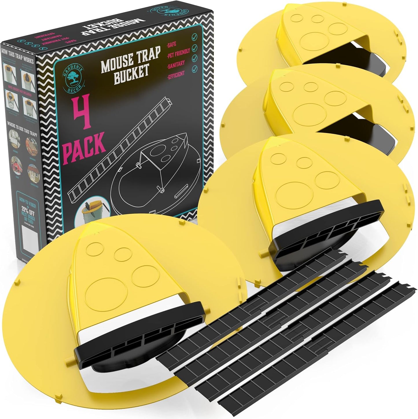 Pièges Souris Seau x4 — Efficaces Toute la Nuit