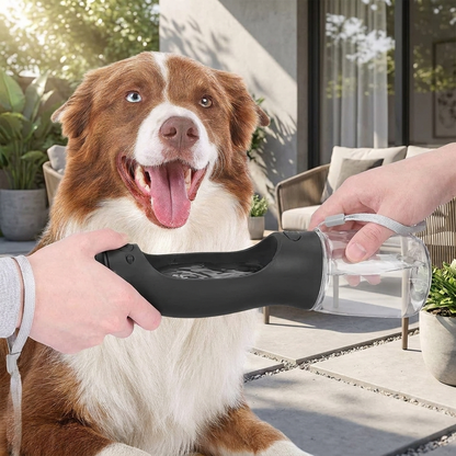 19 oz portable water bottle for dogs in use, lifestyle setting