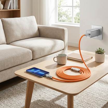180° Rotating Fast Charge Cable in use, lifestyle setting