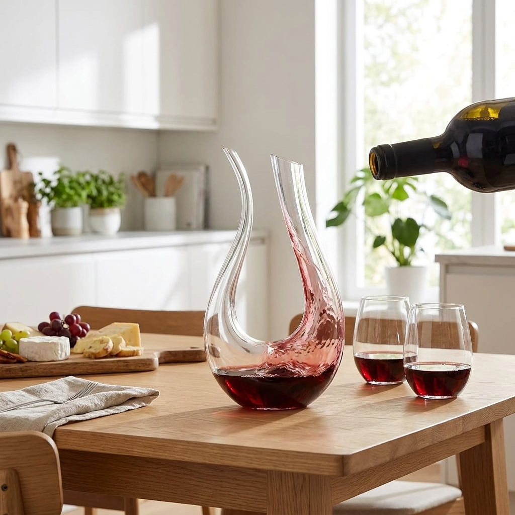 1500ml Wine Decanter with Aerator in use, lifestyle setting - variant 2