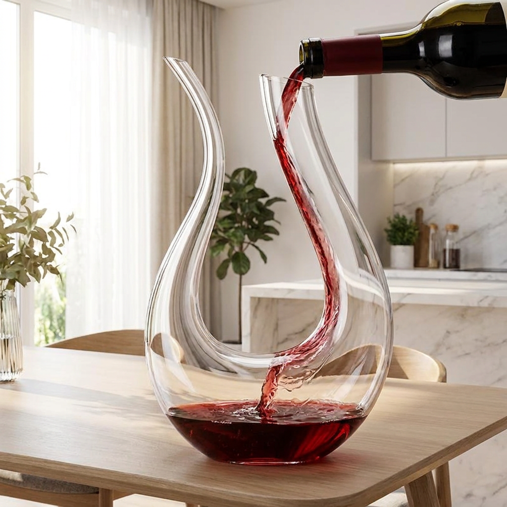 1500ml Wine Decanter with Aerator in use, lifestyle setting - variant 3