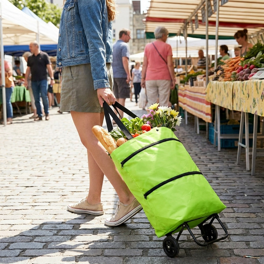 Sac à Roulettes Pliable — Courses Sans Porter