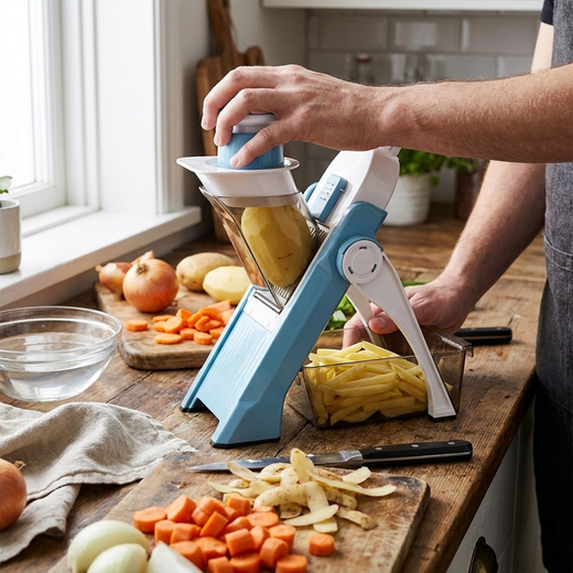 Coupe-Légumes 5en1 — Découpe Propre, Bac Inclus