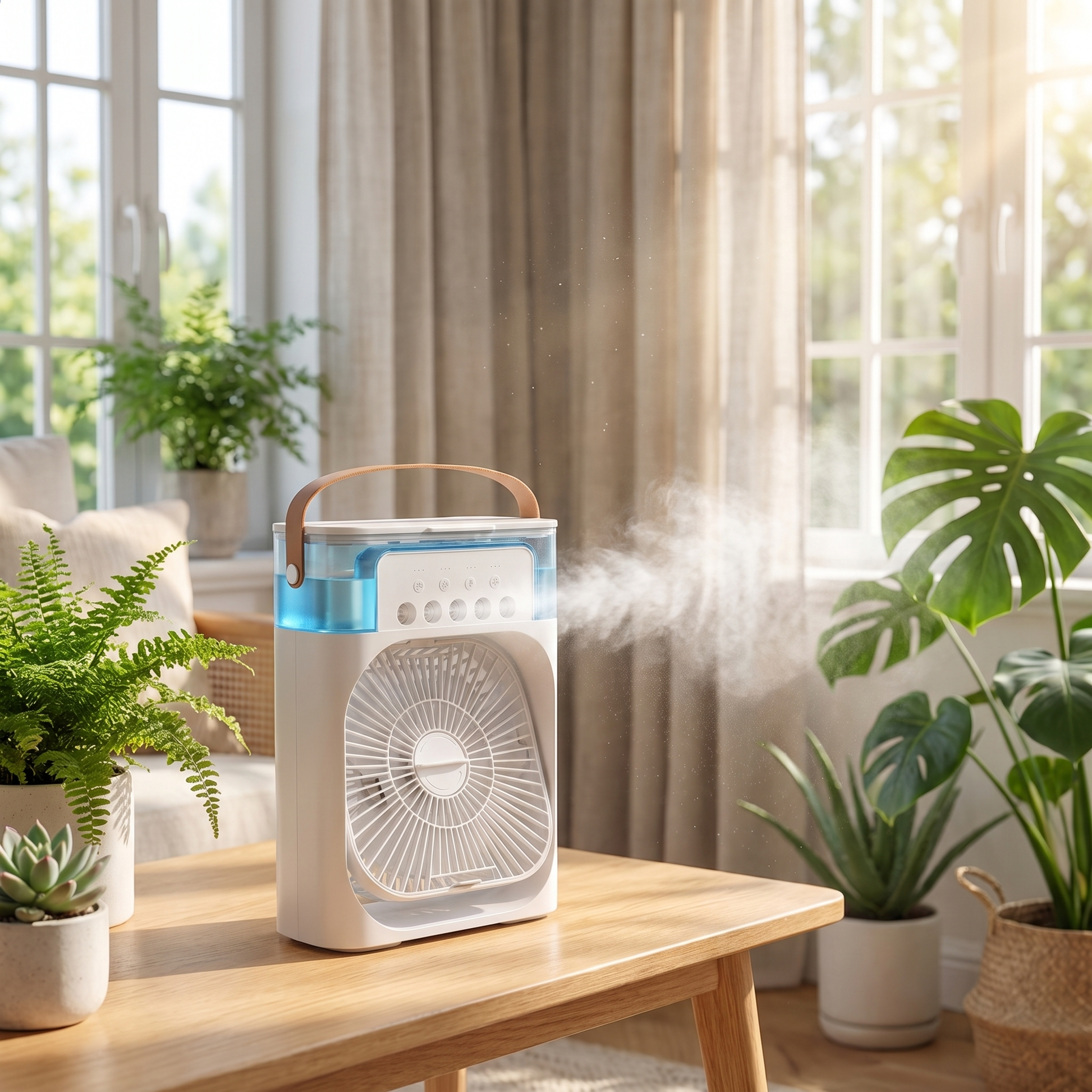 AirFrost mini climatiseur dans un salon ensoleillé